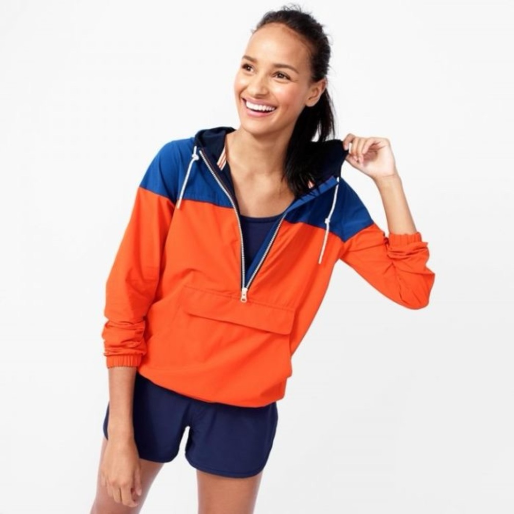 J. Crew x New Balance Women's Orange and Blue Windbreaker